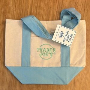Trader Joe's Blue Pastel Mini Canvas Tote Bag 🩵